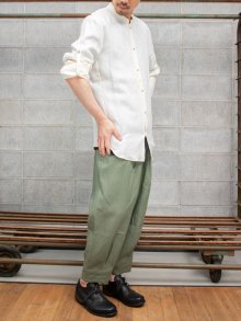 【individualsentiments】 FRENCH LINEN WASH FINISH HIGH WAIST PANTS /SAGE GREEN