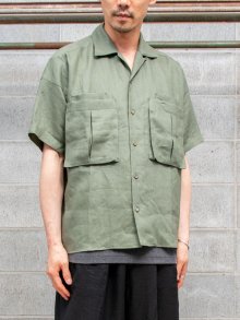 【individualsentiments】FRENCH LINEN WASH FINISHING SHORT SLEEVE SHIRT /SAGE GREEN<img class='new_mark_img2' src='https://img.shop-pro.jp/img/new/icons1.gif' style='border:none;display:inline;margin:0px;padding:0px;width:auto;' />