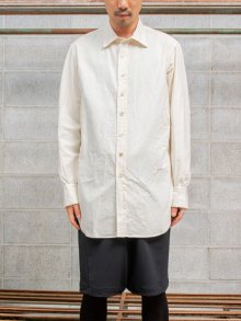 【KLASICA】SILK NEP OLD CLOTH Rgular collar fine Stitched Shirt / ECRU