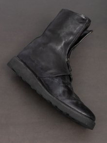 【incarnation】HORSE LEATHER FRONT ZIP COMBAT FZ-1LINED CREPE SOLES PIECE DYED /BLACK