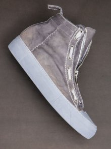 incarnationHORSE LEATHER SNEAKER ZIP FRONT FZ-2 WHITE HIGH RUBBER SOLES PIECE DYED /GRAY