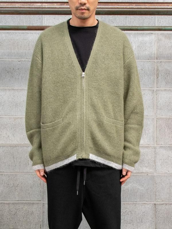 ISAMU KATAYAMA BACKLASH】 MOHAIR KNIT CARDIGAN /GREEN - vektrize