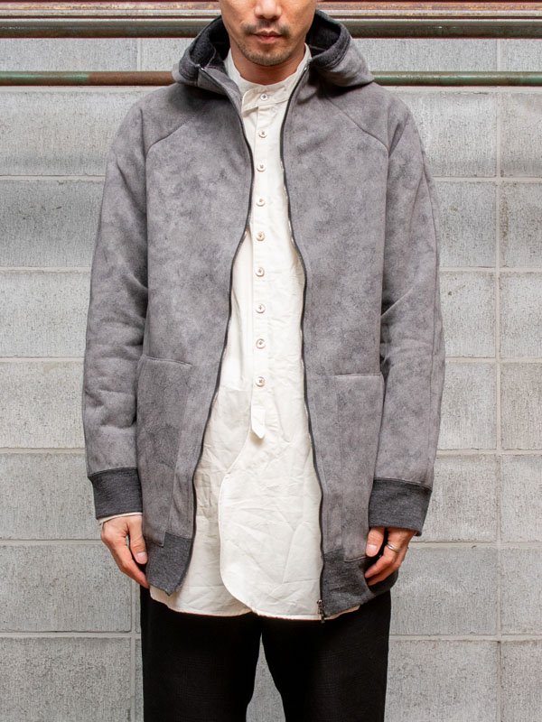 KLASICA】 GRAINY PRINT BACKSIDE FLEECE Raglan Zip Up Hoody