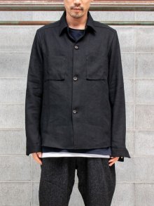 【individualsentiments】ウールリネンカルゼシャツジャケット /BLACK