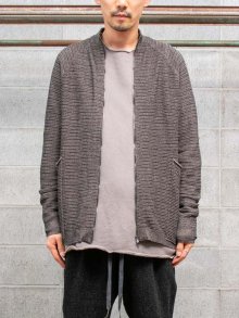 【DEVOA】 Knit jacket High twist cotton stripe / BLACK