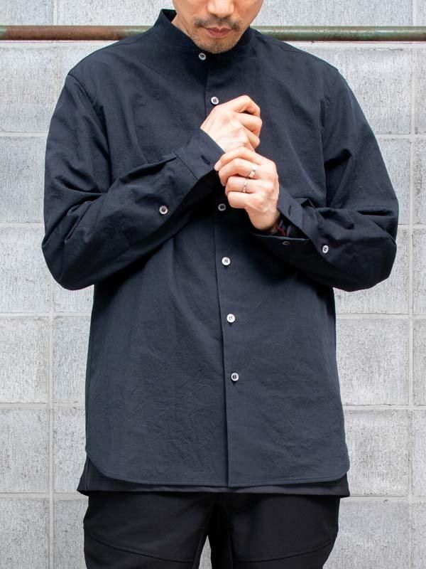 山内 塩縮加工コットンリネンシャツ ブラック 3 山内 塩縮加工コットンリネンシャツ ブラック 3 山内＞塩縮加工