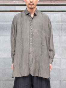 KLASICA Short collar Roomy Shirts/ Brown Dye Stripe