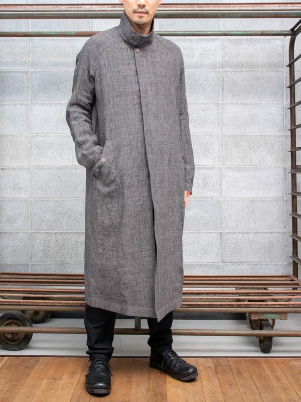 DEVOA】 High neck coat linen glencheck / GLENCHECK - vektrize.com ...
