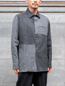 individualsentimentsDRY LINEN CHARCOAL DYNING SWITCHABLE SHIRT /GRAYBLACK<img class='new_mark_img2' src='https://img.shop-pro.jp/img/new/icons1.gif' style='border:none;display:inline;margin:0px;padding:0px;width:auto;' />