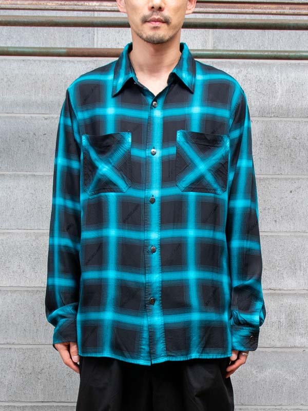 ISAMU KATAYAMA BACKLASH】RAYON ORIGINAL OMBRE CHECK GARMENT-DYED SHIRT  /TURQUOISE - vektrize.com｜京都裏寺町でDEVOA、incarnation、individual sentiments、ISAMU  KATAYAMA BACKLASH、KLASICA、山内等を取り扱うセレクトショップ