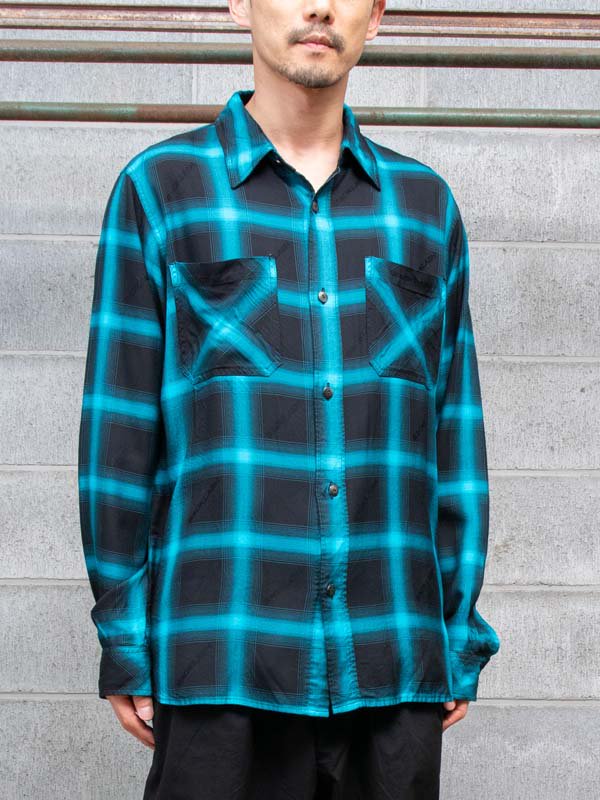 ISAMU KATAYAMA BACKLASH】RAYON ORIGINAL OMBRE CHECK GARMENT-DYED SHIRT  /TURQUOISE - vektrize.com｜京都裏寺町でDEVOA、incarnation、individual sentiments、ISAMU  KATAYAMA BACKLASH、KLASICA、山内等を取り扱うセレクトショップ