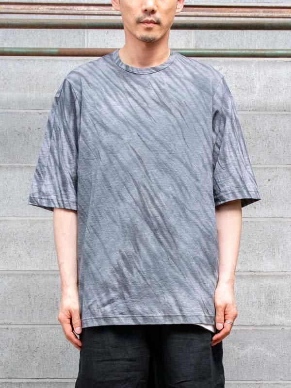 山内】 塩縮加工リネンニットTシャツ /SHIBORI NAVY - vektrize