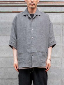 individualsentiments DRY LINEN CHARCOAL DYNING BOWLING SHIRT / DARKSUMIGRAY<img class='new_mark_img2' src='https://img.shop-pro.jp/img/new/icons1.gif' style='border:none;display:inline;margin:0px;padding:0px;width:auto;' />