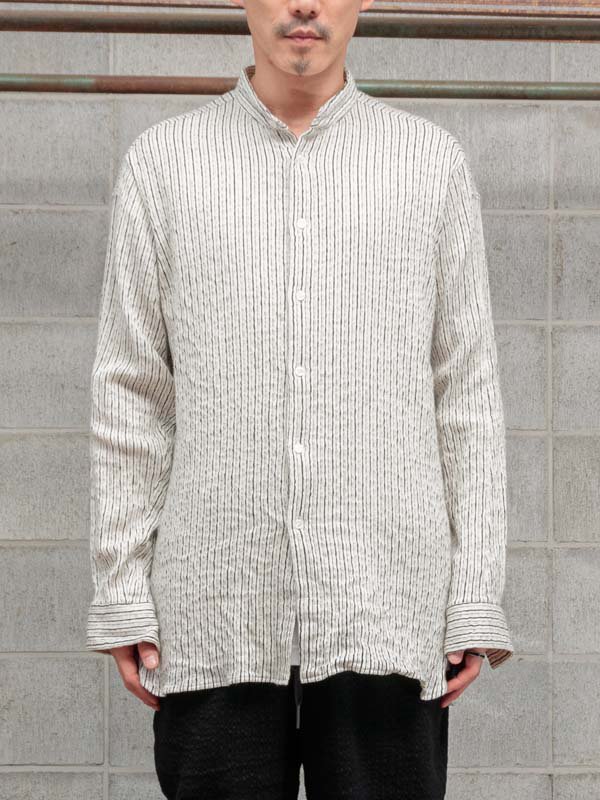 山内】 ウールキュプラ・ランダムシャドーストライプシャツ /WHITE STRIPE -  vektrize.com｜京都裏寺町でDEVOA、incarnation、individual sentiments、ISAMU KATAYAMA  BACKLASH、KLASICA、山内等を取り扱うセレクトショップ