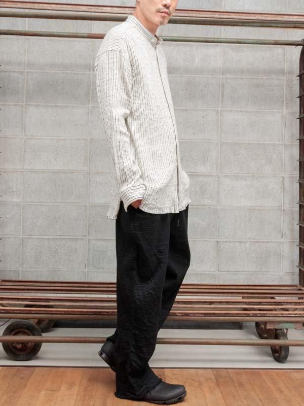 山内】 ウールキュプラ・ランダムシャドーストライプシャツ