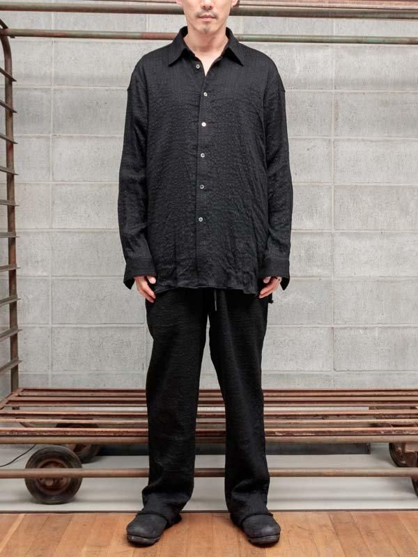 山内】 ウールキュプラ・ランダムシャドーストライプシャツ