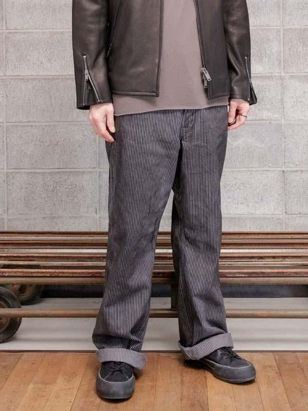 BACKLASH　タック入りウールパンツ チャコールグレーストライプ BACKLASH タック入りウールパンツ チャコールグレーストライプ