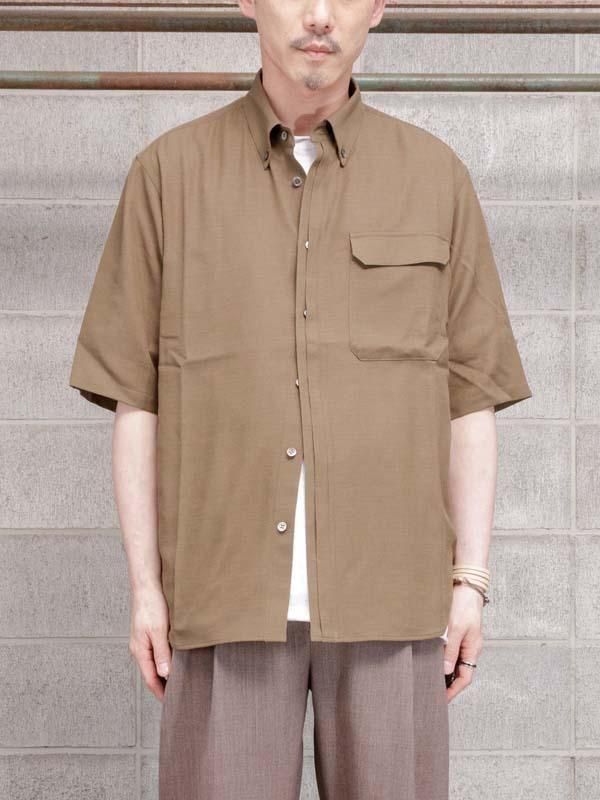 山内】 強撚コットンローブショートスリーブシャツ /KHAKI