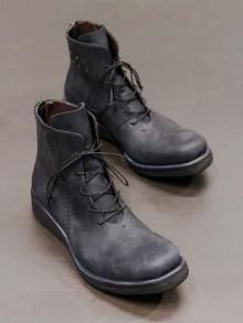 DEVOA Cow leather back zip boots / BLACK