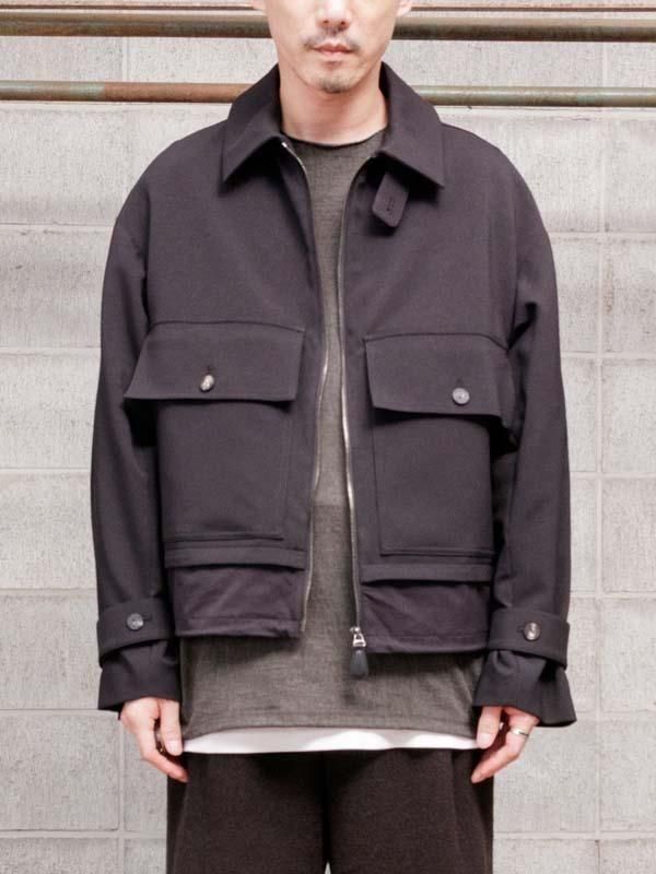 DEVOA】 Combat jacket Polyester hybrid stretch / BLACK - vektrize