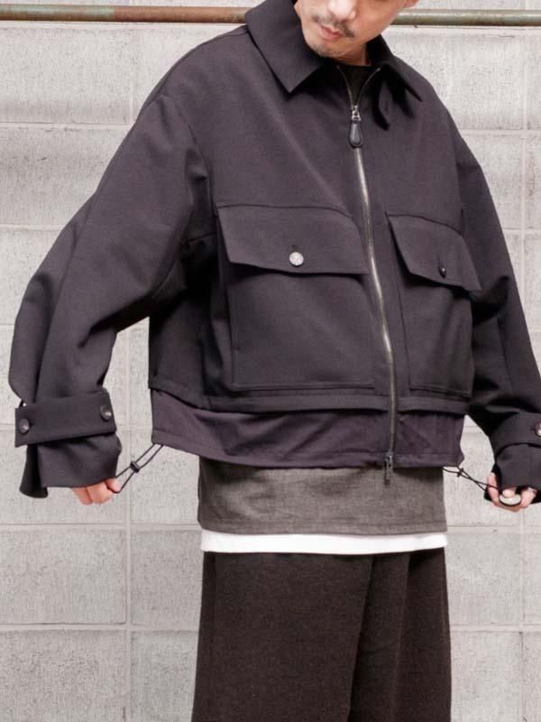 DEVOA】 Combat jacket Polyester hybrid stretch / BLACK - vektrize