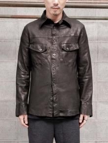 ISAMU KATAYAMA BACKLASH JAPAN CALF WET WHITE GARMENT-DYED SHIRT / BLACK