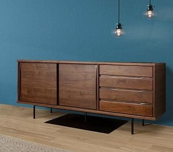 開梱設置】北欧テイストのすっきりアイアン脚のおしゃれな160cm幅木製