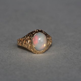 VINTAGE BRITISH 1970s B.BROS LONDON HM OVAL CABOCHON OPAL 9CT/9K GOLD RING JP12