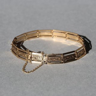 BRITISH ART DECO HAND ENGRAVED 9CT/9K GOLD PANEL BRACELET