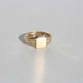 BRITISH VINTAGE 1950s H.G&S BIRMINGHAM HM SQUARE-SHAPED 9CT/9K GOLD SIGNET RING JP17