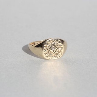 BRITISH VINTAGE 1970s BIRMINGHAM HM DIAMOND 9CT/9K GOLD SIGNET RING JP23.5