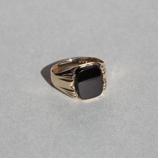 VINTAGE BRITISH 1970s HS BIRMINGHAM HM BLACK ONYX 9CT/9K GOLD SIGNET RING JP16