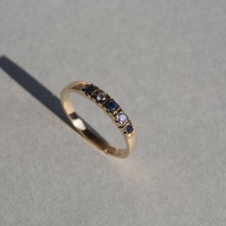 BRITISH VINTAGE 1990s EFLTD SHEFFIELD HM DIAMOND & SAPPHIRE 9CT/9K GOLD RING JP13