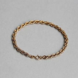 UK VINTAGE 1991 IV BIRMINGHAM IMPORT MARK 9CT(9K) GOLD ROPE CHAIN BRACELET
