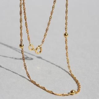 BRITISH VINTAGE IBB SHEFFIELD HALLMARKED 9CT/9K GOLD 46cm TWIST CURB & BALL CHAIN NECKLACE