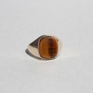 VINTAGE BRITISH 1978 FM LONDON HALLMARKED TIGER'S EYE 9CT/9K GOLD SIGNET RING JP16