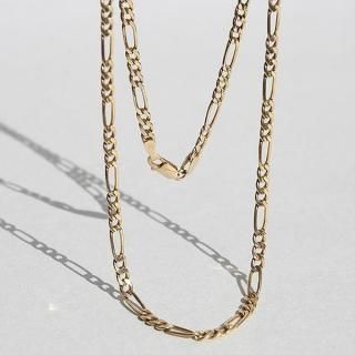 BRITISH VINTAGE 1990 IBB SHEFFIELD IMPORT MARK 9CT/9K GOLD 3.2mm×46cm FIGARO CHAIN NECKLACE