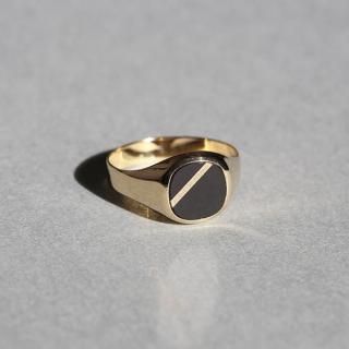 UK ED BIRMINGHAM HALLMARKED BLACK ONYX 9CT/9K GOLD SIGNET RING JP19.5