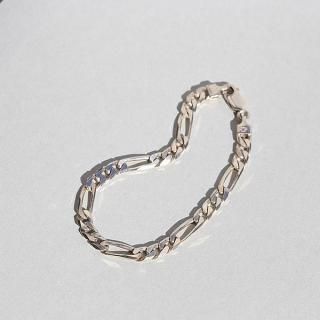UK HPJ SHEFFIELD IMPORT MARK STERLING SILVER FIGARO CHAIN LINK BRACELET