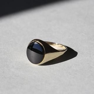 BRITISH GA SHEFFIELD HALLMARKED BLACK ONYX 9CT/9K GOLD RING JP18.5