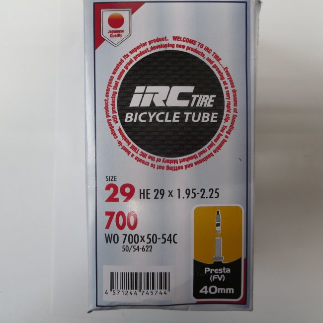 IRC 29×1.95-2.25チューブ(1本)仏口 40mmバルブ｜自転車、部品販売　自転車の事なら うれっこサイクルにお任せ下さい