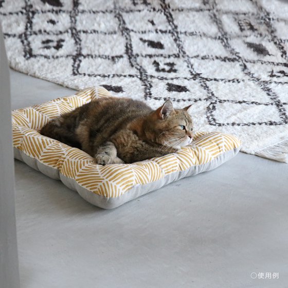 【受注製作】猫用ベッド/USコットン サマーランド＜イエロー＞