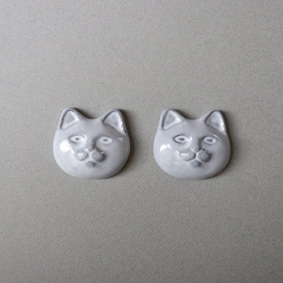 necoto THz ceramic plate【cat face / WHT】 ｜ necoto