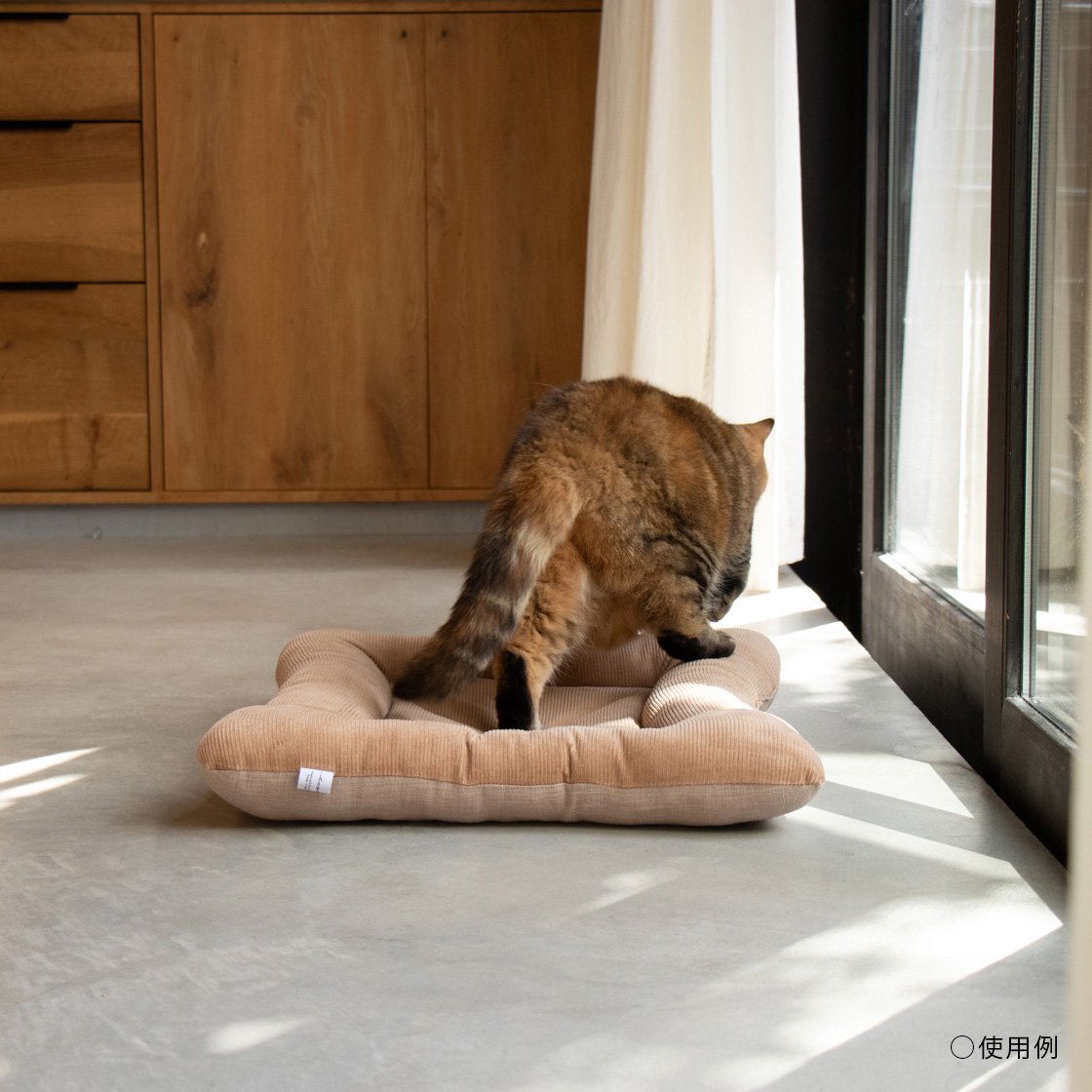 【受注製作】猫用ベッド/コーデュロイ×リネン帆布【オリーブ】