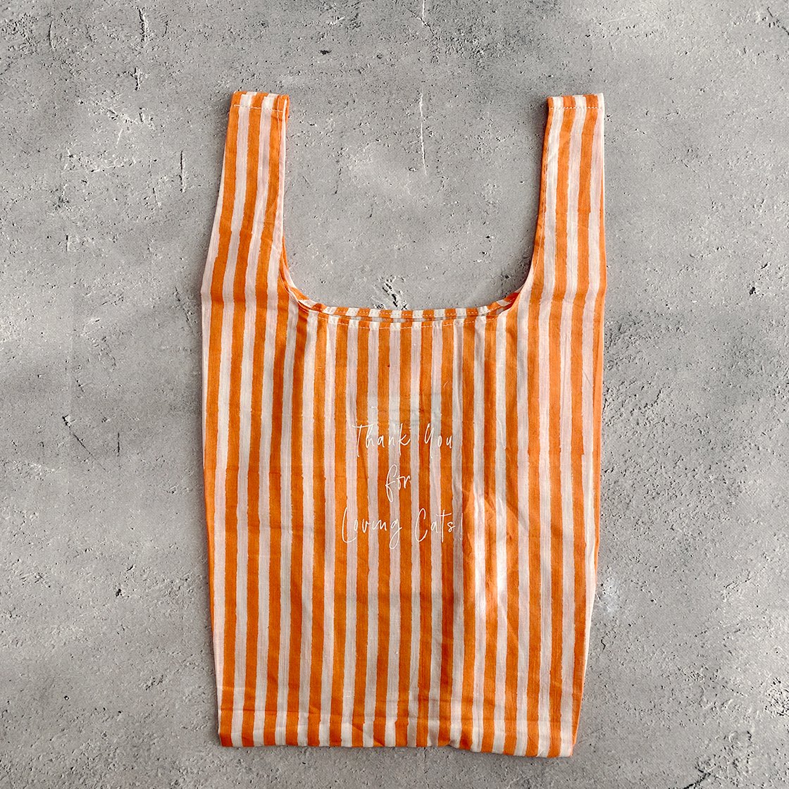 【10th Anniv.】eco bag（IND block pt /stripe-orange ）