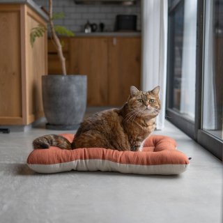 【受注製作】猫用ベッド/リネン＜テラコッタ＞