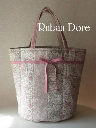 LIBERTYパッチワーク丸底バッグ (ピンク) - *Ruban Dore* ハンドメイドな小物と雑貨のショップ