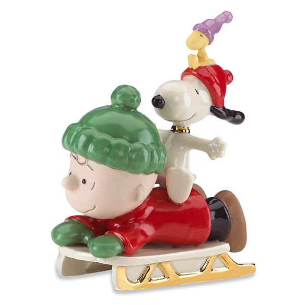 レノックス ピーナッツ チャーリーブラウン＆スヌーピー そりの冒険 フィギュア SNOOPY™'s Sledding Adventure  Figurine by Lenox - 海外直輸入 キャラクターグッズ専門店　プレシャス・ハーツ