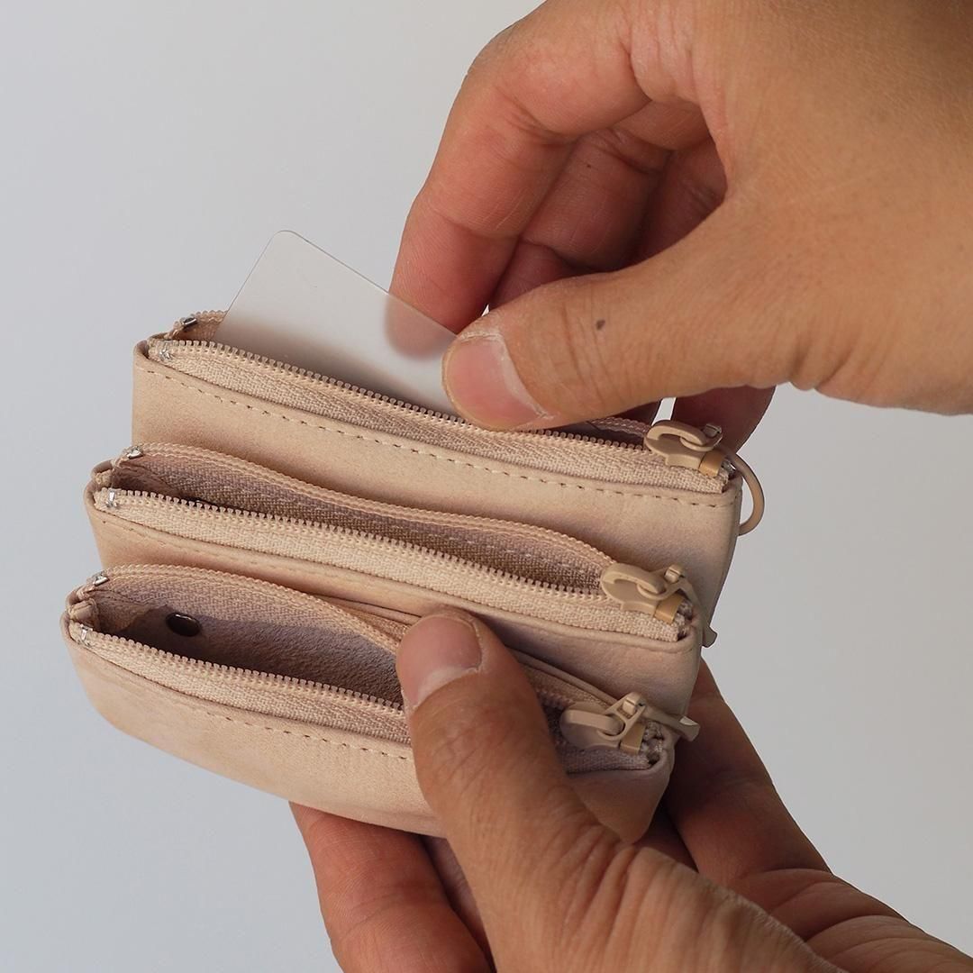 ヌバック 3連ミニポーチ｜革財布の山藤オンラインショップ