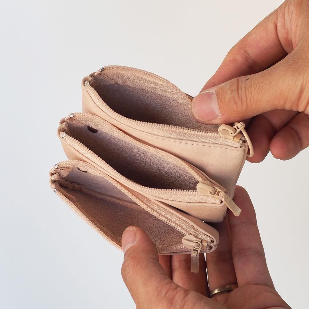 ヌバック 3連ミニポーチ｜革財布の山藤オンラインショップ